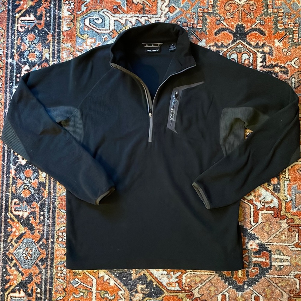Marmot Men 1/4 Zip  Thermal Fleece Layer Jacket Black | Size L